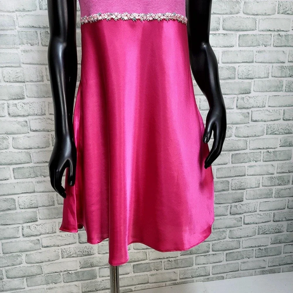Vintage 90s Hummingbird Intimates S Pink Satin Knit Chemise Nightgown NWT USA - Picture 4 of 9